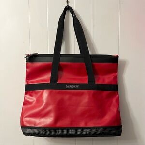Vintage BREE Tote Bag Large Tarp Waterproof Shopper Red Tarpaulin Weekender Rare